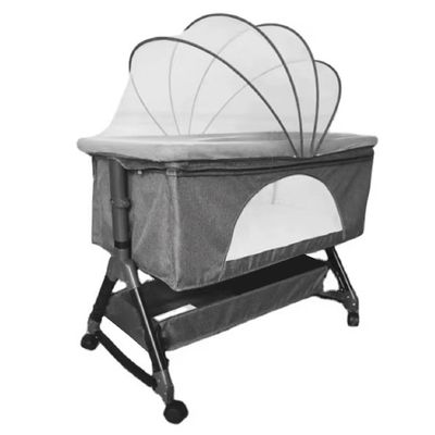Cuna Colecho Moises Bebe Mecedora Con Mosquitero Gris
