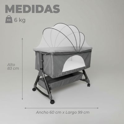 Imagen 2 del producto Cuna Colecho Moises Bebe Mecedora Con Mosquitero Gris