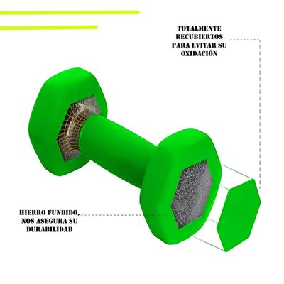 Imagen 2 del producto Set Mancuernas Hexagonales de 6kg + Maletin