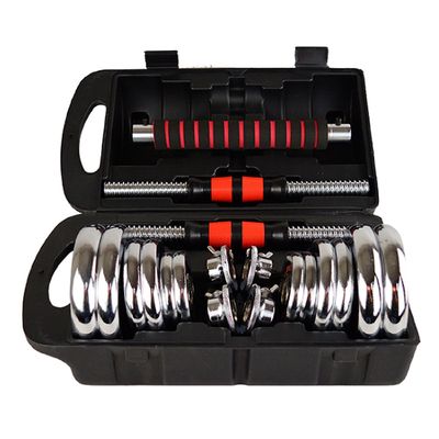 Juego de Mancuernas 15 Kg Acero Cromadas + Barra y Maletin