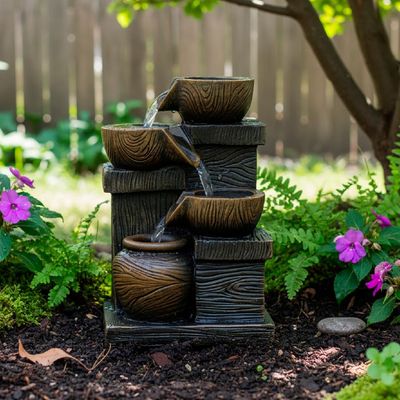 Imagen 2 del producto Decoración Cascada Cuenco Fuente de Escritorio 4 Niveles con Luces LED