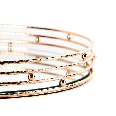 Bandeja Decorativa Espejo Gold/ Centro de Mesa 38 cm