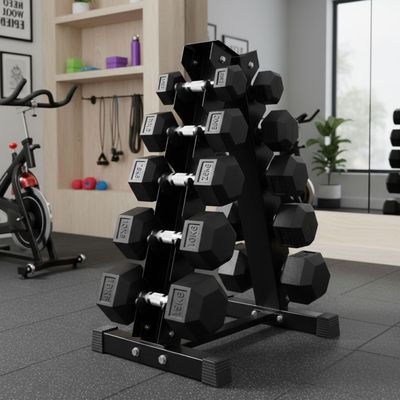 Imagen 2 del producto Set Mancuernas 75 Kilos Hexagonales + Rack Profesional