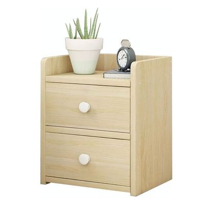 Velador Beige Cajonera 2 Niveles Con Cajones 41x26x33 Cm