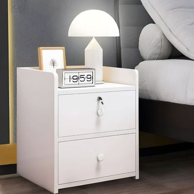 Imagen 2 del producto Velador Moderno 2 Cajones con Llave 40x32x26 Cm