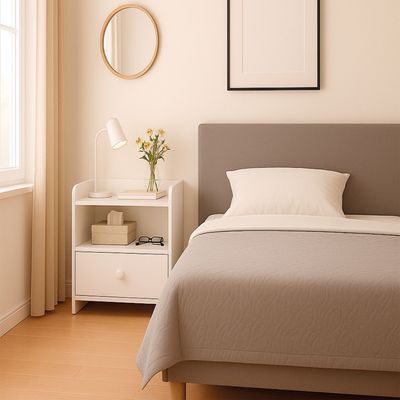 Imagen 2 del producto Velador Moderno 2 Niveles 1 Cajon con Llave 40x33x26 Cm