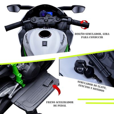 Imagen 2 del producto Moto Electrica Niños Alta Gama Luces Led Y Sonido Blanco