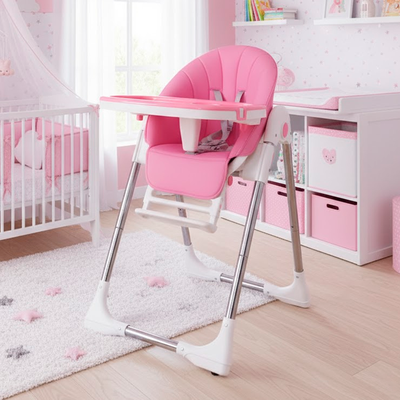 Imagen 2 del producto Silla De Comer Para Bebe / Niño Ecocuero altura Ajustable Rosado