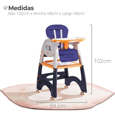 Imagen 2 del producto Silla Comer Bebe Safe Baby + Mesa 6 en 1 Con Ruedas 