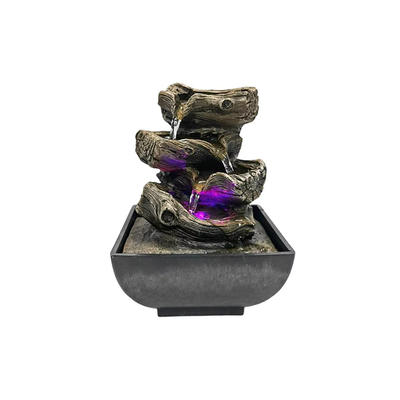 Decoración Cascada Fuente de Escritorio 4 Niveles con Luces LED