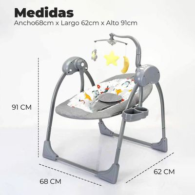 Imagen 2 del producto Silla Mecedora Bebe Columpio Electrica Bluetooth Reclinable 