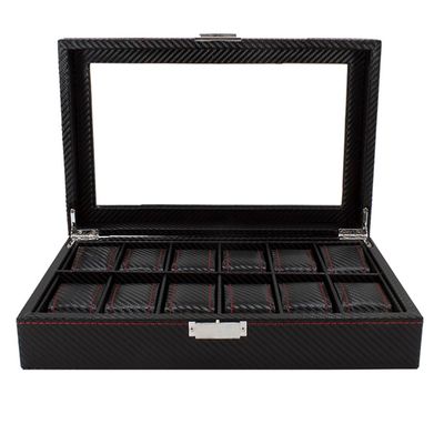 Caja Estuche Organizador de 12 Relojes Bordado Elegante