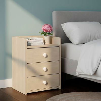 Imagen 2 del producto Velador Cajonera Mesa De Noche 3 Niveles Beige 48x33x31 Cm