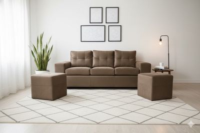 Sofá 3 cuerpos + 2 Pouf Lucca Felpa