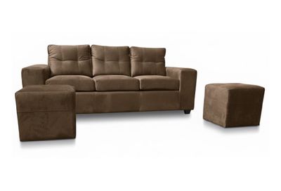 Imagen 2 del producto Sofá 3 cuerpos + 2 Pouf Lucca Felpa