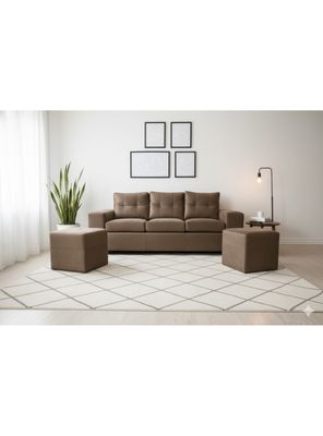 Imagen 1 del producto Sofá 3 cuerpos + 2 Pouf Lucca Felpa