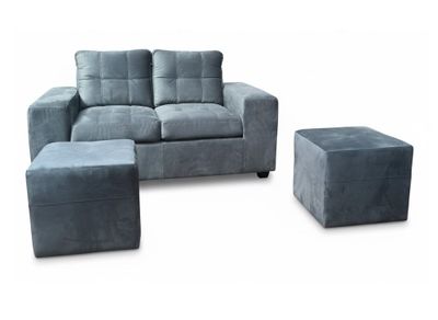 Imagen 2 del producto Sofá 2 cuerpos + 2 Pouf Lucca Felpa