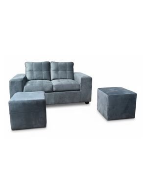 Imagen 2 del producto Sofá 2 cuerpos + 2 Pouf Lucca Felpa