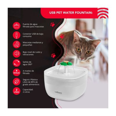 Imagen 2 del producto Fuente de Agua Electrica Thorben Pet Water Fountain
