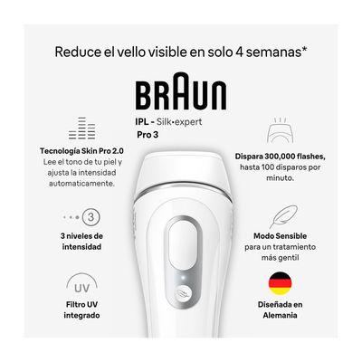 Imagen 2 del producto Depiladora IPL Braun PL3230 WHT/SILV Silk-Expert Pro 3