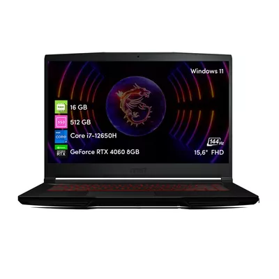 Notebook Gamer MSI Thin GF63 i7 16GB 512GB SSD RTX4060 15.6' FHD W11
