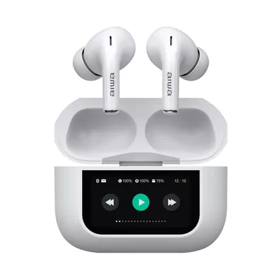 Audífonos Inalámbricos Aiwa In Ear Pantalla Táctil Aw-Twsgpro Blanco