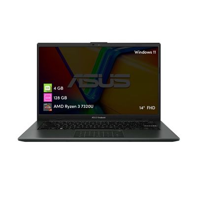 Notebook Asus Vivobook Go Ryzen 3 4GB 128GB SSD 14' FHD Win11