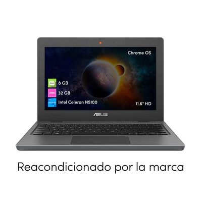 Imagen 2 del producto Notebook Chromebook Asus Celeron 8GB 32GB 11.6' HD Táctil Chrome OS