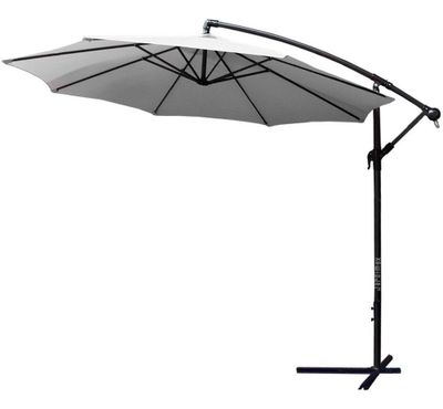 Quitasol 3 mt Blanco Plegable Extensible Pedestal Redondo