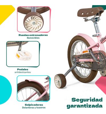 Imagen 2 del producto Bicicleta Infantil Ni a Rodada 16 Rosa Ruedas Entrenamiento Tama o Del Cuadro S