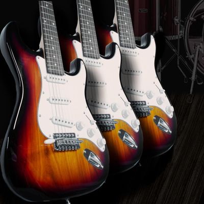 Imagen 2 del producto Guitarra Electrica Audiotek Con Amplificador Color Cafe