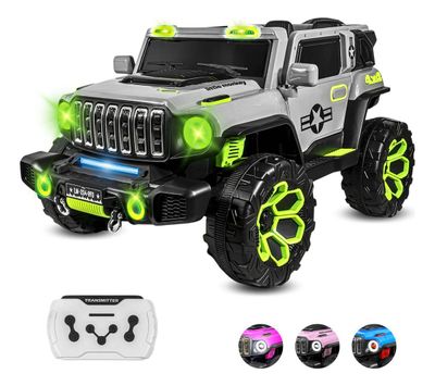 Jeep Montable Eléctrico Control Remoto 4x4 Musica Bluetooth Color Gris