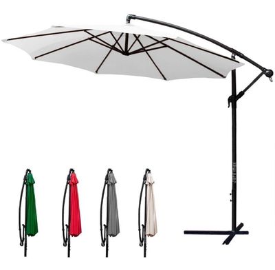 Quitasol 3 mt Beige Plegable Ajustable Pedestal Sombrilla Redonda