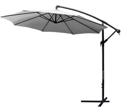 Imagen 2 del producto Quitasol 3 mt Beige Plegable Ajustable Pedestal Sombrilla Redonda