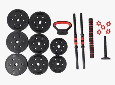 Imagen 2 del producto Set Mancuernas Barra Kettlebell Ajustable 3en1 Armable 20kg