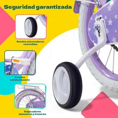 Imagen 2 del producto Bicicleta Infantil Morada Ni a Rodada 16 Con Canasta Color Morado Tama o Del Cuadro S