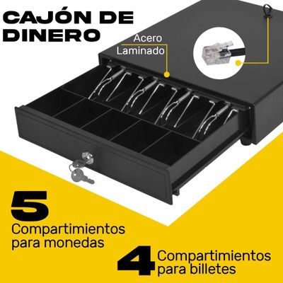 Imagen 2 del producto Gaveta De Dinero Metalico 4 Billetes 5 Monedas Cable Rj11 Pos