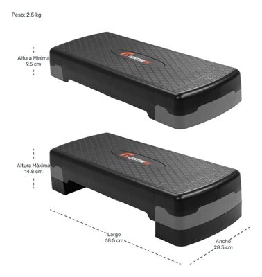 Imagen 2 del producto Step Banco Aerobics Fitness Crosfit 9.5 A 15 Cm Ajustable Color Gris
