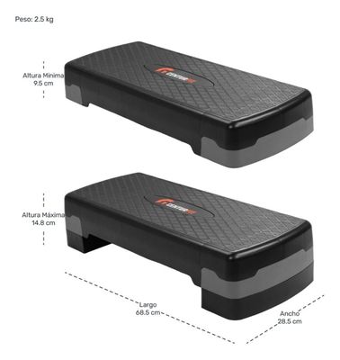 Imagen 2 del producto Step Banco Aerobics Fitness Crosfit 9.5 A 15 Cm Ajustable Color Gris