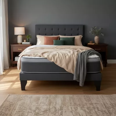 Imagen 2 del producto Cama Europea Super King + Respaldo Abotonado Marengo +Colchón 200x200