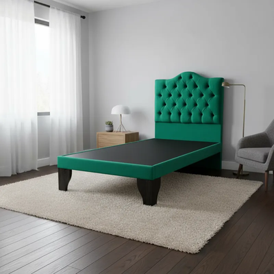 Imagen 2 del producto Cama 1 Plaza Ovalada Incluye Base y Respaldo Verde Esmeralda Flobal