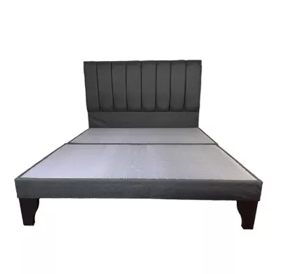 Cama 2 Plazas Franjas Incluye Base y Respaldo Marengo Flobal