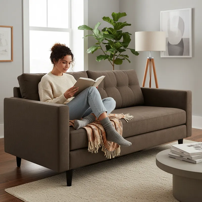 Imagen 2 del producto Sofá París 3 Cuerpos Tela Marron Flobal