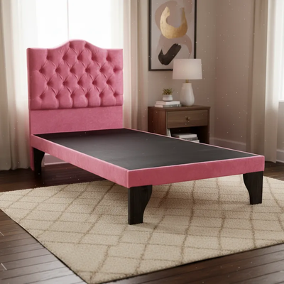 Imagen 2 del producto Cama 1,5 Plazas Ovalado, Incluye Base + Respaldo Rosado Flobal