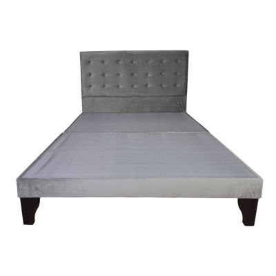 Cama 2 Plazas Abotonada Incluye Base y Respaldo Gris Flobal
