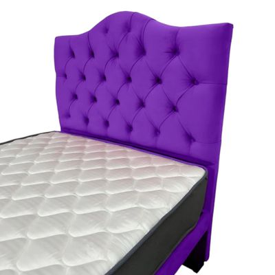 Imagen 2 del producto CAMA 1,5 PLAZAS OVALADO 105X190CM + RESPALDO MORADO + COLCHON FLOBAL