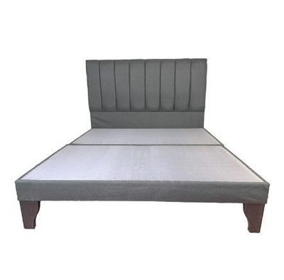 Cama 2 Plazas Franjas Incluye Base y Respaldo Gris Medio Flobal