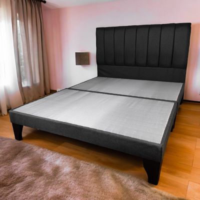 Imagen 2 del producto Cama 2 Plazas Franjas 150X190CM Incluye Base + Respaldo Negro Flobal