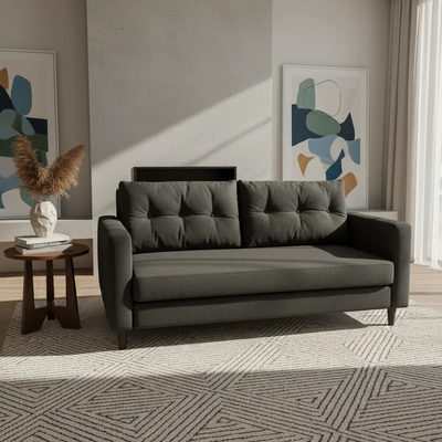 Imagen 2 del producto Sofá París 3 Cuerpos Tela Negra Repelente a Liquidos Flobal