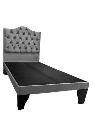 Imagen 2 del producto Cama 1 Plaza Ovalada Incluye Base y Respaldo Gris Oscuro Flobal